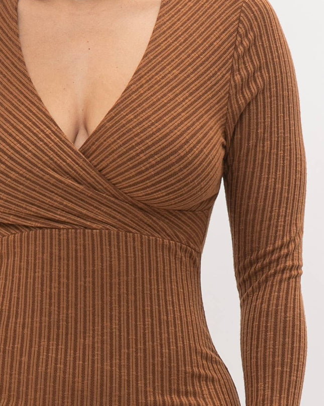 Choker Neck Long Sleeve Surplus Midi Dress