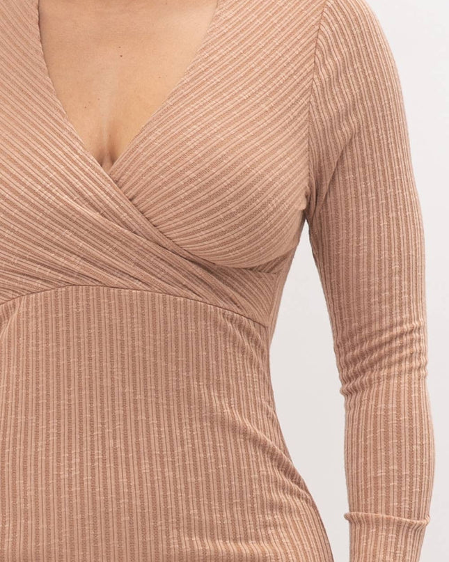 Choker Neck Long Sleeve Surplus Midi Dress