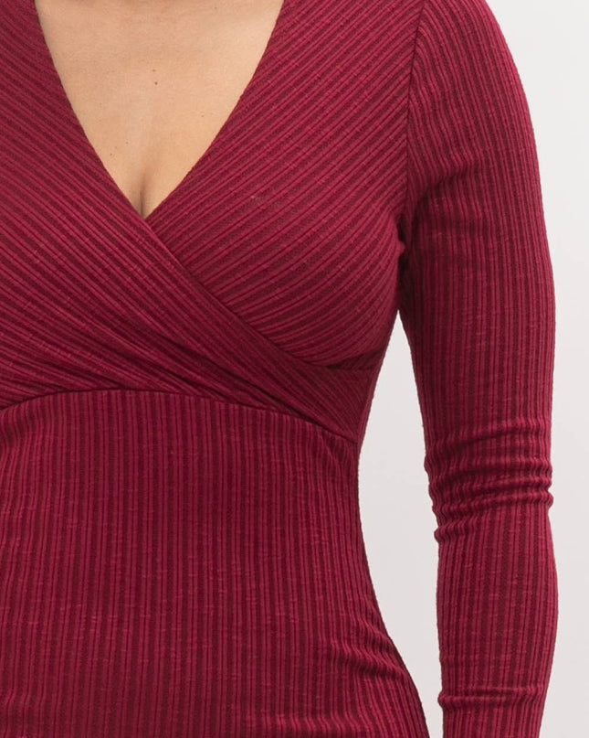 Choker Neck Long Sleeve Surplus Midi Dress