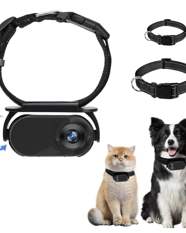 Jiawu Cat Collar Camera HD 1080P Pet Camera Collar 120° Wide Angle Dog Collar Mini Sport Action Camera Portable Camera for Cats Dogs Outdoor Inoor (Black)