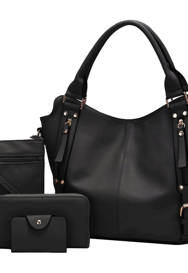Soperwillton Purses for Women Large Shoulder Handbag Tote PU Leather Hobo Crossbody Bag Ladies Wallet Set 4pcs
