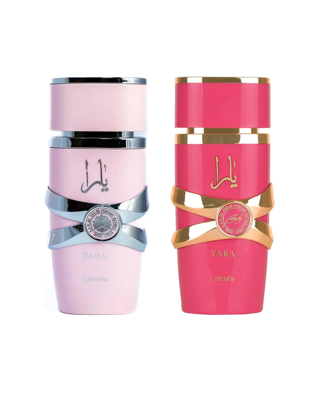 Lattafa 2 Piece Set for Women (3.4 Ounce Yara Eau De Parfum Spray + 3.4 Ounce Yara Candy Eau De Parfum Spray)