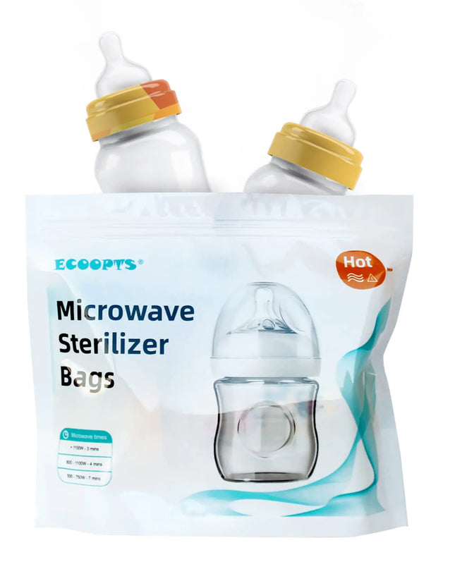 ECOOPTS 12 Count Microwave Steam Sterilizer Bags Reusable Micro-Steam Bags for Baby Bottles and Breast Pump Sterilizer Parts Microwave Steam Bags
