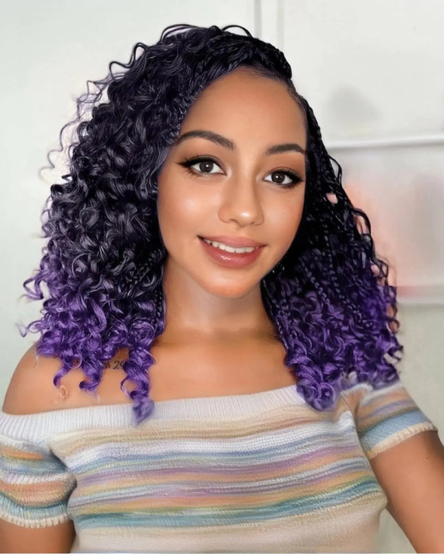 9 Packs Goddess Box Braids Crochet Hair 10Inch Crochet Box Braids Pre Looped Boho Braids Crochet Hair with Curly Ends 3X Crochet Hair for Black Women (1B#)