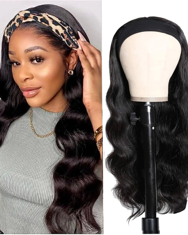 olimaruly Body Wave Headband Wig Human Hair Wigs for Black Women Headband Wigs Human Hair Glueless None Lace Front Wigs Machine Made Headband Wigs 150% Density (26 Inch Headband wig)