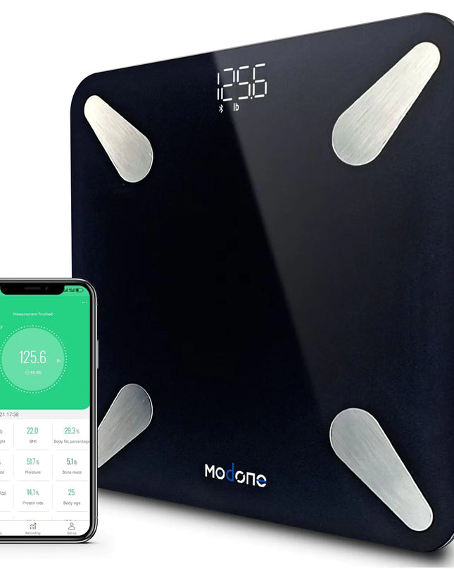 Modone Professional Body Fat Scale Most Accurate Digital Smart Bathroom Scale for Body Weight LED Display 18 Body Composition Metrics BMI Free APP Weight Scale Composition Analyzer 400lb